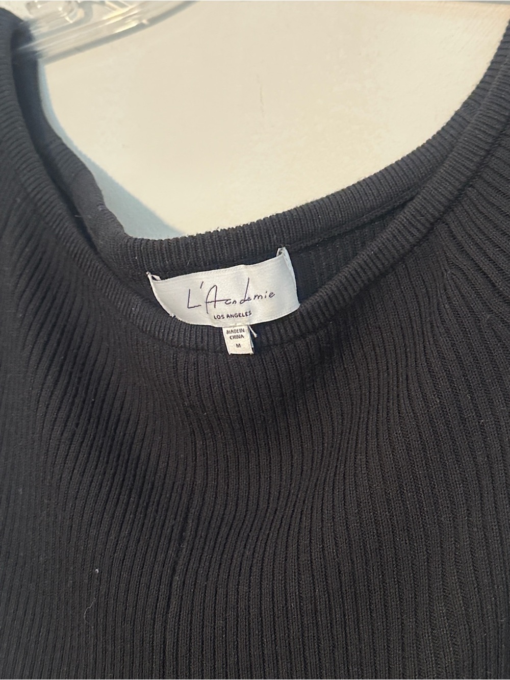 NWOT L’Academie x Revolve harel black ribbed fringe top sweater women size Mediu - Picture 4 of 6
